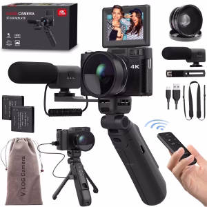 4K Digital Camera with Creator Accessory Kit 48MP Remote Control Vlogging