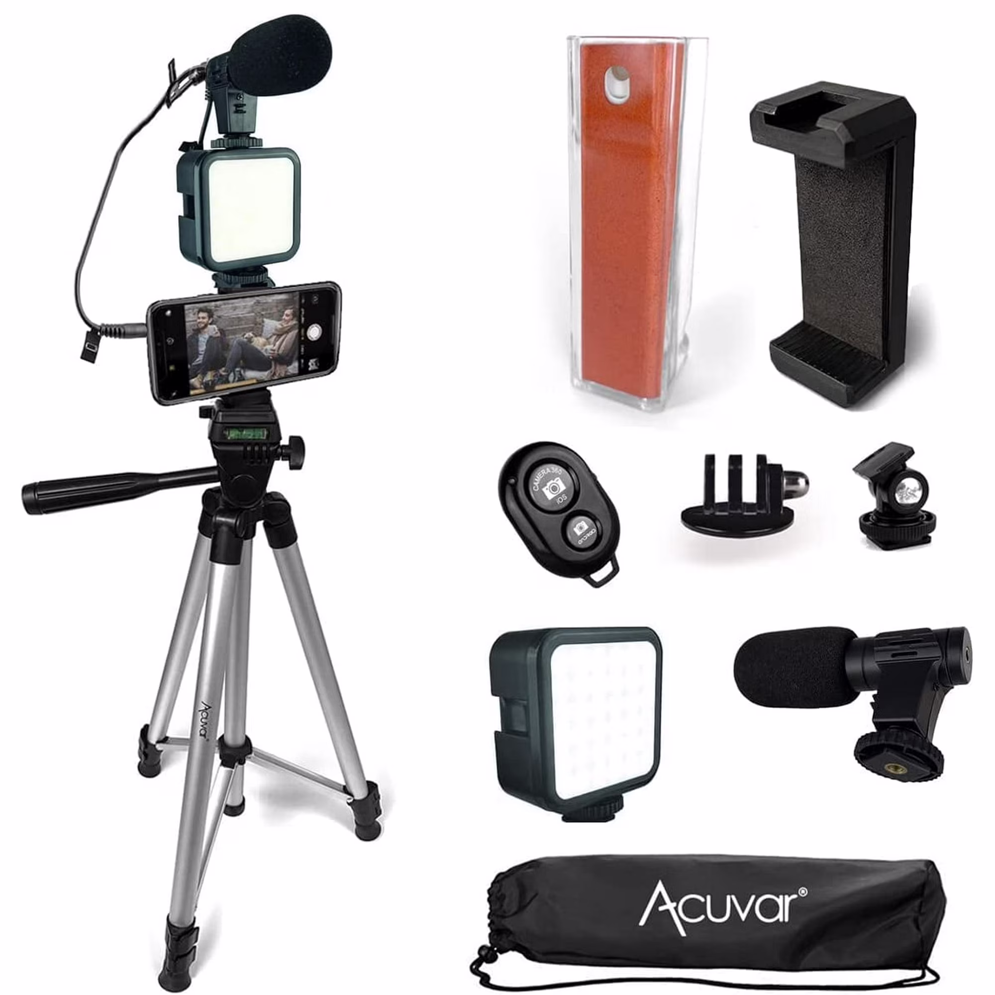 Acuvar Advanced Vlogging Kit for iPhone, Android & Cameras, 50" TRIPOD