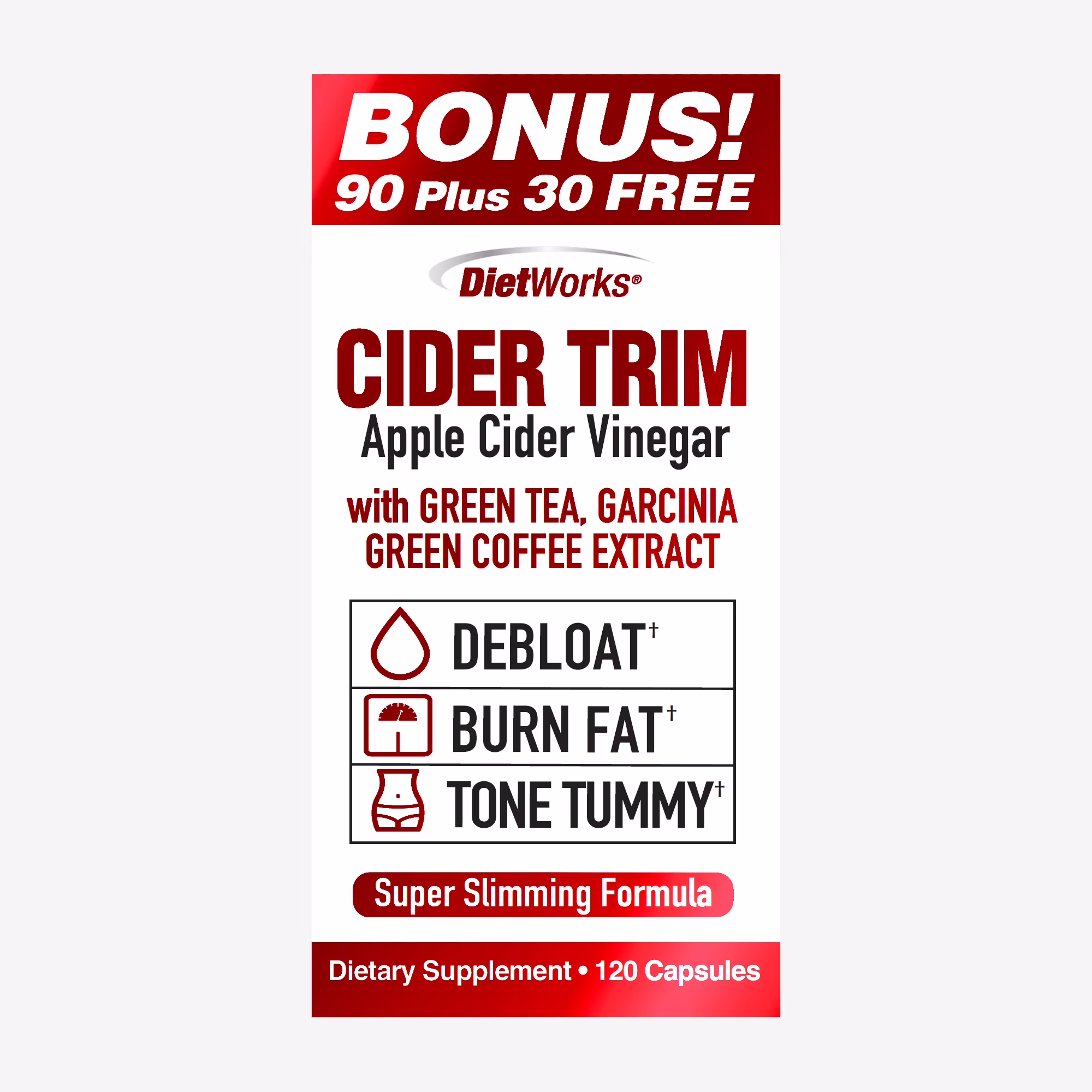 DietWorks Cider Trim Apple Cider Vinegar Capsules, 120 Ct