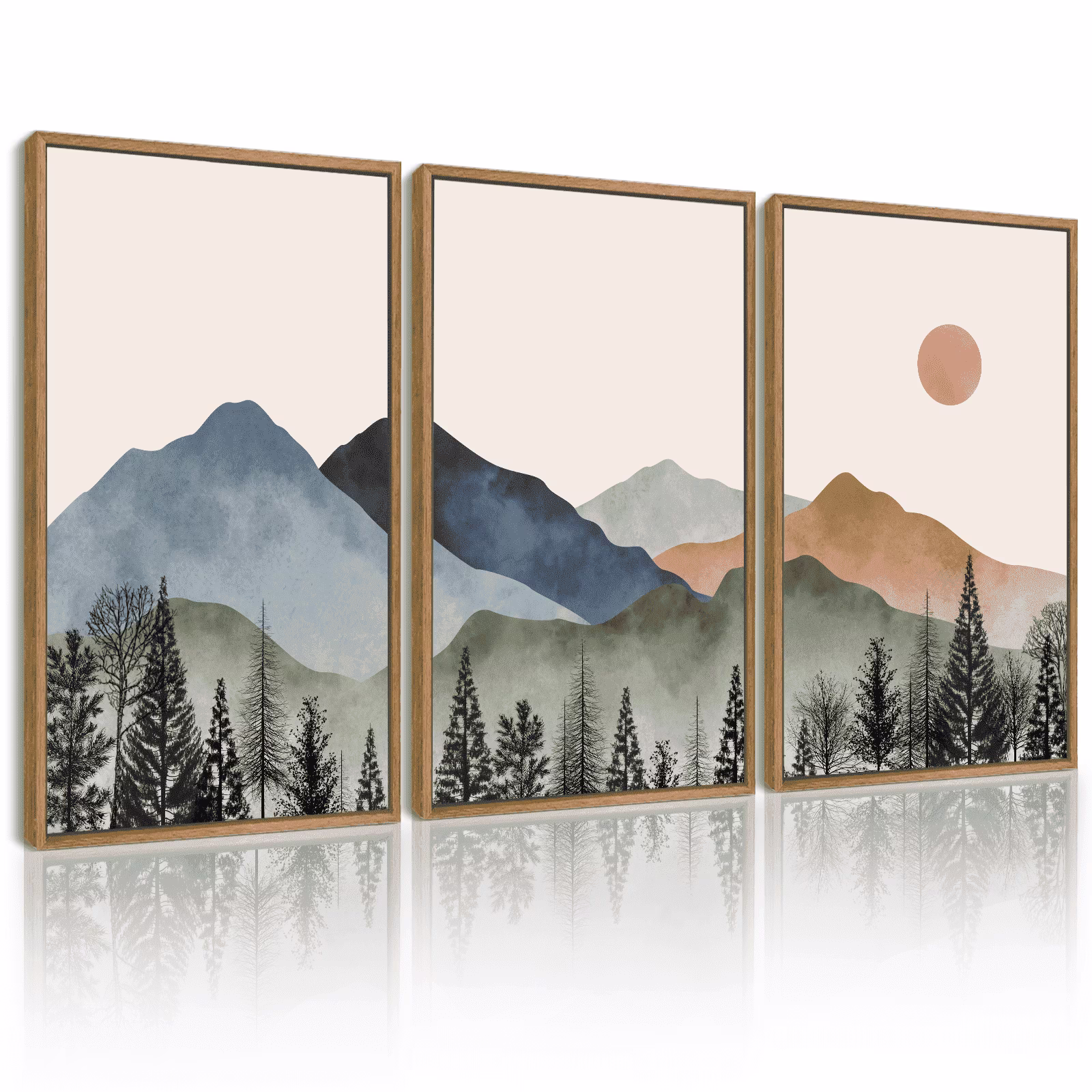 Drsoum Watercolor Mountain Wall Art 11x14in Nature Framed Classic Retro Floral Wall Prints