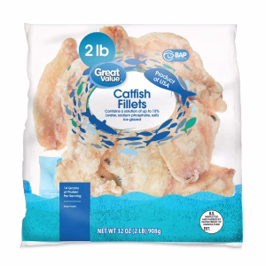 Great Value Frozen Catfish Skinless Fillets, 2 lb, Bag