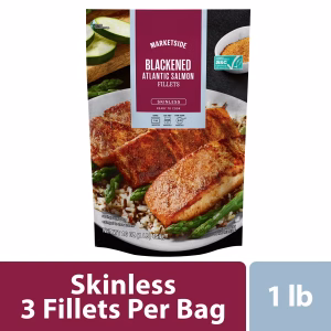 Marketside Blackened Atlantic Salmon, Frozen Fish, 1 lb Bag