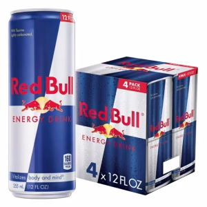 Red Bull Energy Drink, 114mg Caffeine, 12 fl oz, Pack of 4 Cans