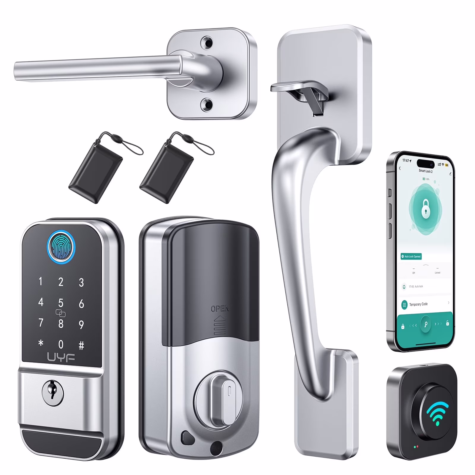 Smart Door Lock,Keyless Entry: WiFi Fingerprint Deadbolt with Handle and Gateway