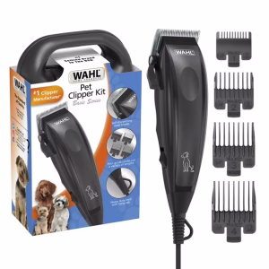 Wahl Basic Series Touch up Corded Pet Clipper, 10 Piece Dog Grooming Kit Black
